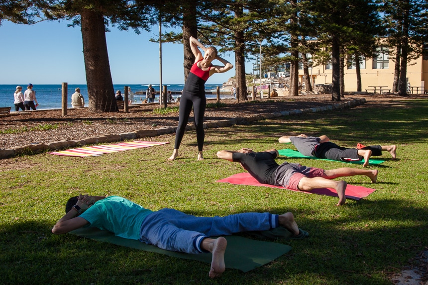 Collaroy beach yoga class - Men health